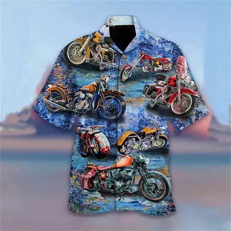 Camisa havaiana com estampa 3D masculina papagaio, blusa de praia casual manga curta, camisa lapela vocacional, moda menino