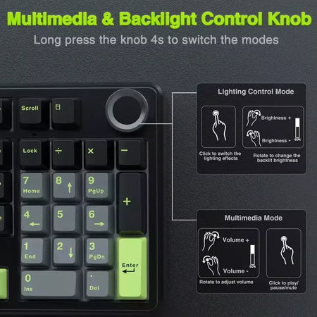 Teclado mecânico para jogos AULA F99PRO, 99 teclas, três modos, sem fio, estrutura de junta permutável, teclado personalizado com botão de mídia
