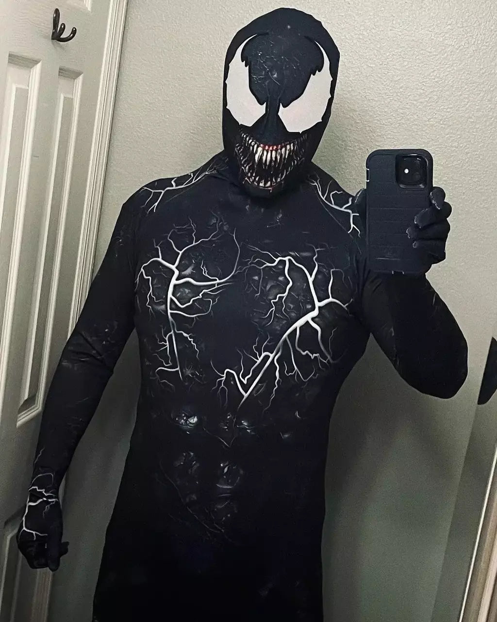 Novo halloween adultos veneno simbionte aranha cosplay traje bodysuit zentai segunda pele terno masculino festa macacão