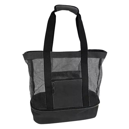 Grande bolsa de malha transparente de camada dupla para mulheres, alta capacidade, preservação de calor, piquenique, praia, bolsa, escritório, almoço, lanches, bolsa