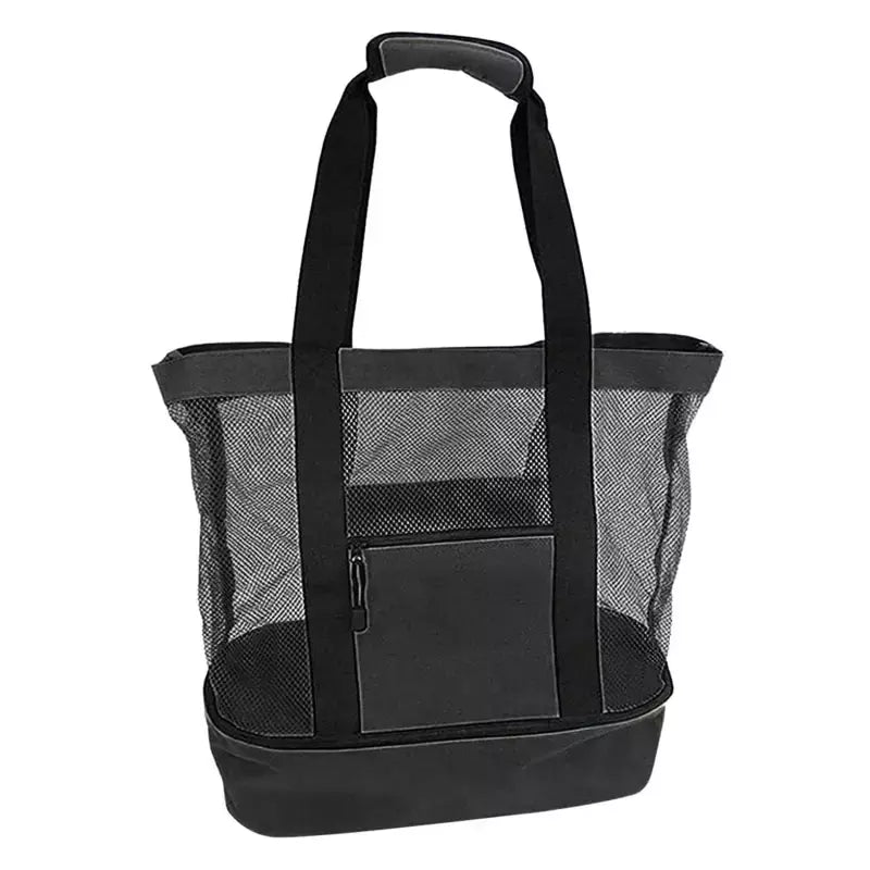 Grande bolsa de malha transparente de camada dupla para mulheres, alta capacidade, preservação de calor, piquenique, praia, bolsa, escritório, almoço, lanches, bolsa