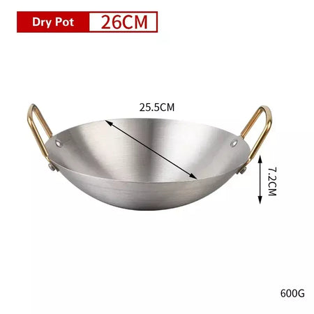 Panela Seca De Aço Inoxidável Espessada, Panela Antiaderente Doméstica, Fornalha De Álcool De Orelha Dourada, Hotpot Pequeno