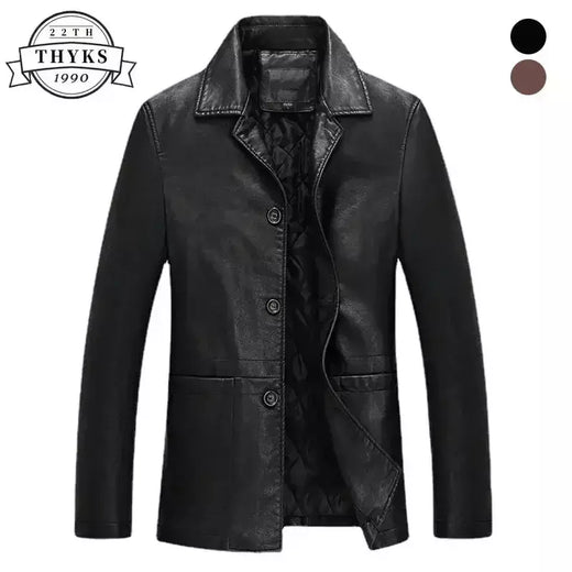 Jaqueta de couro PU masculina, corta-vento de forro grosso quente, presente do pai, tamanho grande, M para 4XL