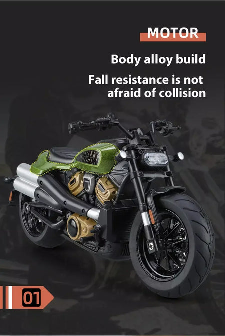 Simulação 1/12 davidson SPORTSTER-S motocicleta de liga off-road, ornamentos de modelo para crianças brinquedos para meninos presentes de feriado