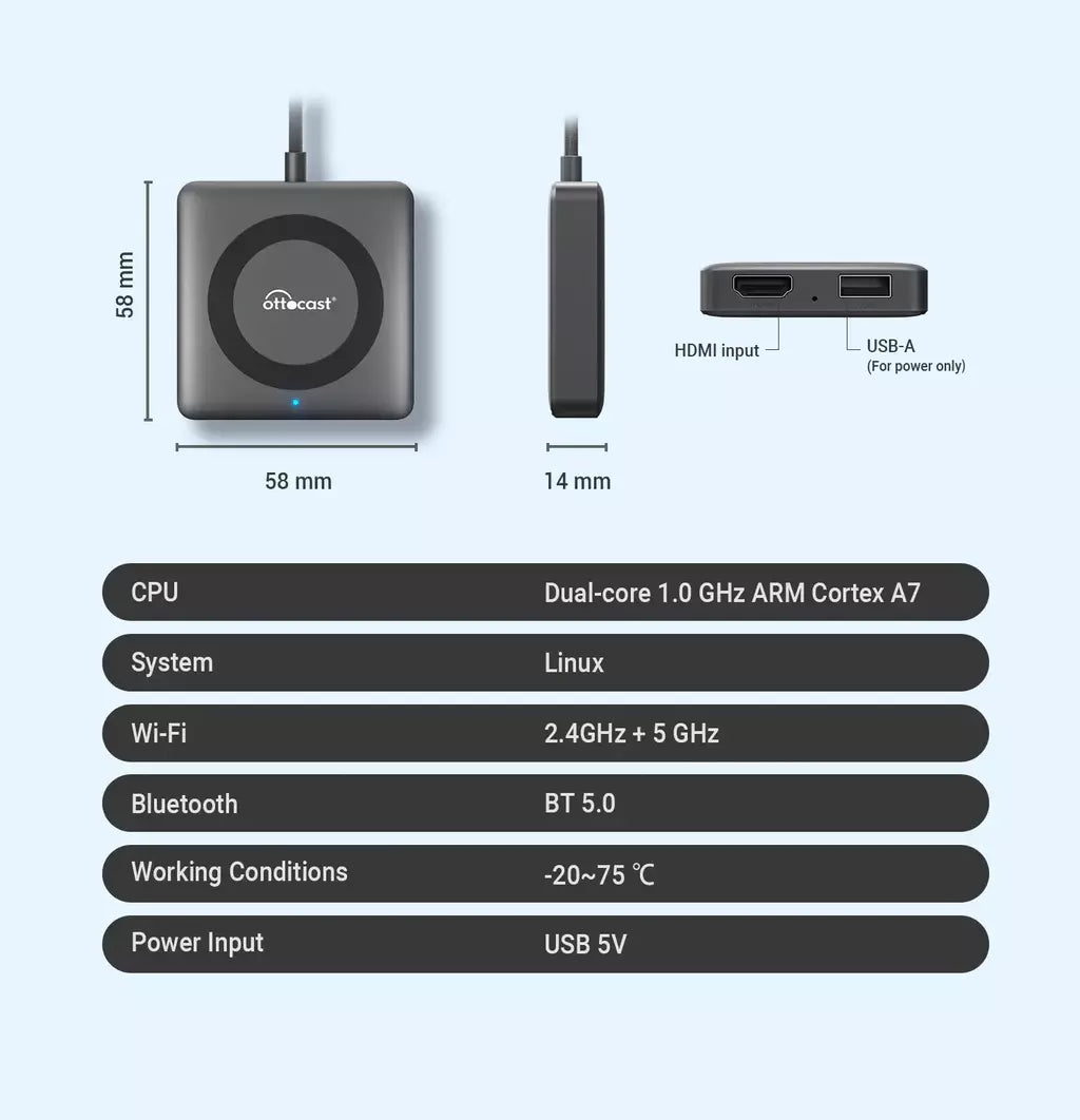 Otocast carro tv mate com fio para adaptador carplay sem fio android auto hdmi multimídia conversor de vídeo para tv varas caixa de jogo telefone