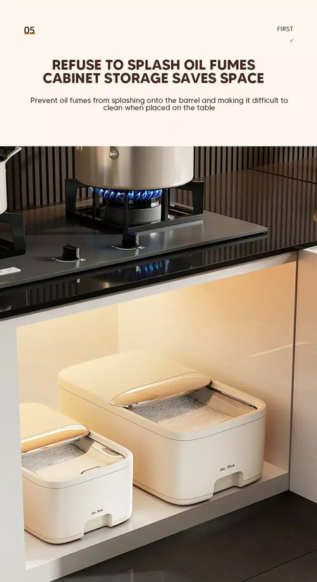 Caixa de armazenamento de arroz 10kg, casa com tampa, à prova de insetos, umidade, frasco selado, recipiente de cozinha, armazenamento de grãos secos