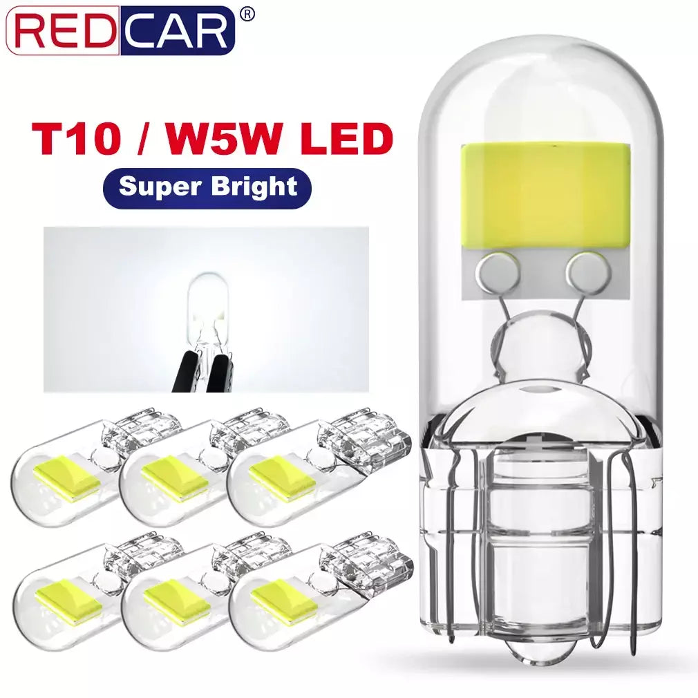 2/6x w5w t10 lâmpadas led canbus w5w safira cob drive-free led cunha lâmpada 6000k 168 194 led 5w5 interior do carro cúpula lâmpada de leitura