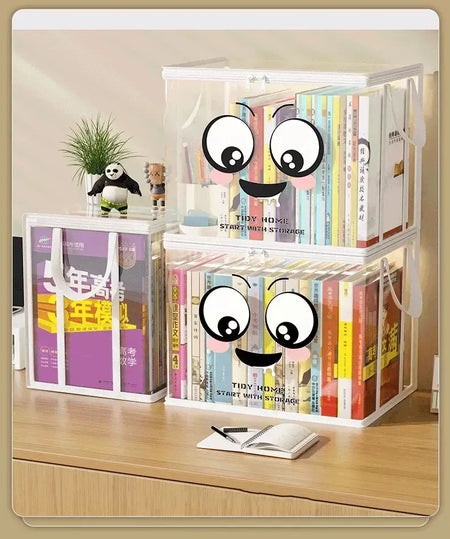 Caixa de livro dobrável estudante dormitório sala de aula livro organizador transparente à prova dwaterproof água casa livro organização caixa armazenamento bolsa