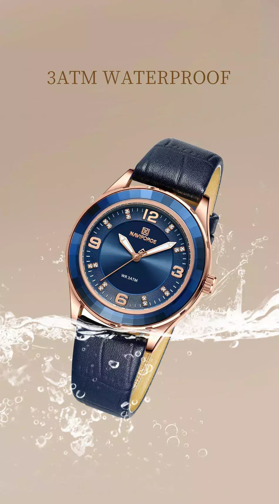 NAVIFORCE-Relógio de couro simples feminino, relógios de pulso casuais, relógio de quartzo feminino, original, nova moda
