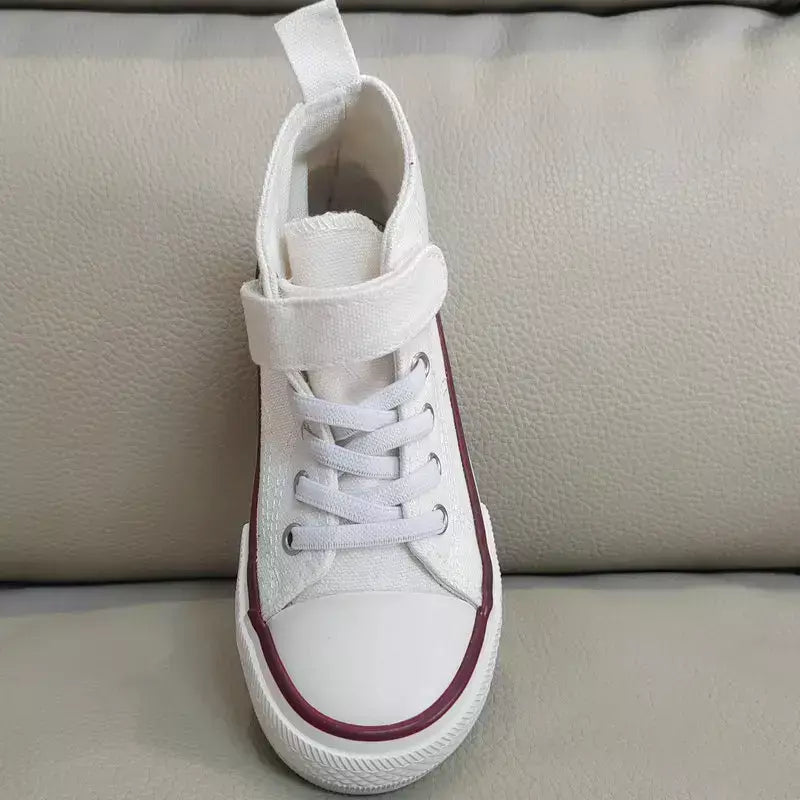 Novas crianças sapatos de lona de alta qualidade meninas sapatos kpop demônio caçadores crianças sapatos de placa branca estudante correndo tênis sapatos brancos