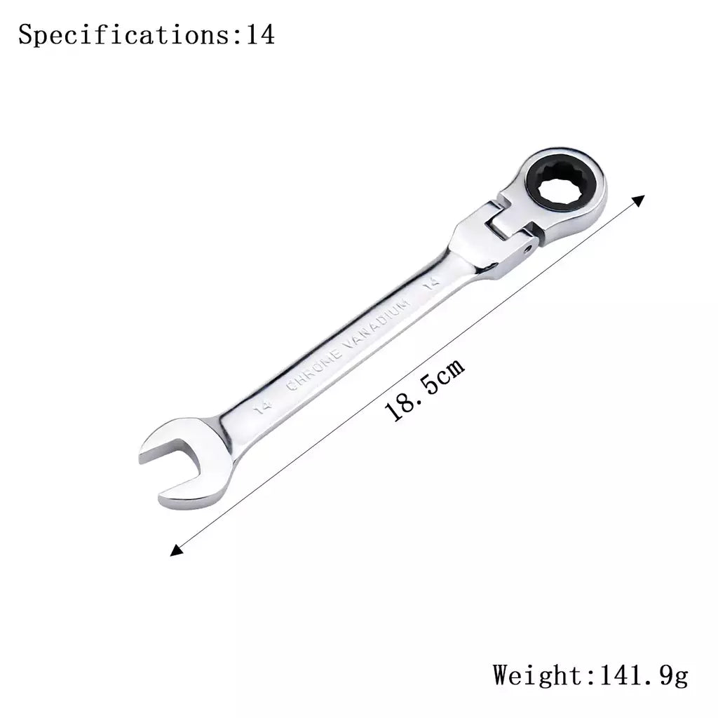 Chave de catraca de chaves, conjunto de ferramentas manuais, catraca de 72 dentes, cabeça flexível, acabamento espelhado, 6mm-27mm, reparo automático e doméstico, 1 peça
