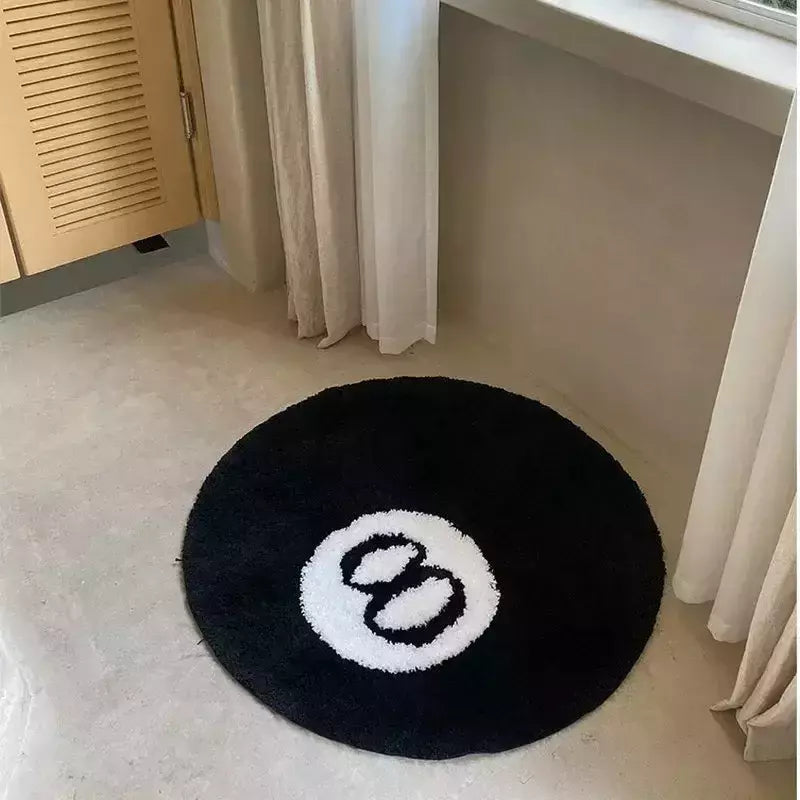 Tapete de bilhar redondo simulado, Tapete de 8 bolas, Tapete de cadeira macia de caxemira, Tapetes antiderrapantes, Quarto Vintage Black Carpet Drop