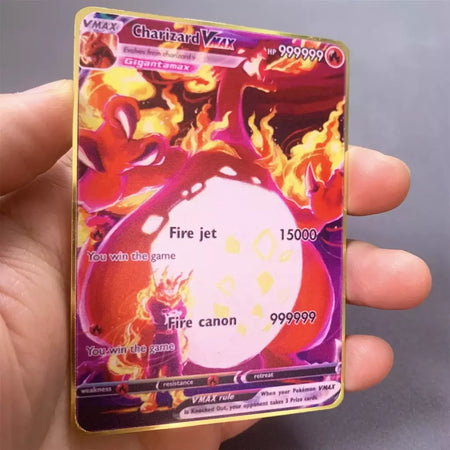 999999 Pontos hp pokemon cartão de metal charizard ouro metal super cartões inglês cartão mewtwo vmax mega anime jogo coleção presentes