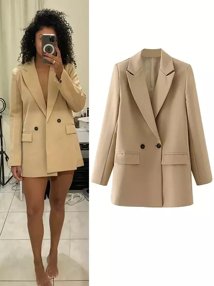 TRAF-Blazer feminino de escritório, preto, bege, cáqui, azul, verde, cinza, casaco de moda, blazers femininos, jaqueta, casacos, 2024