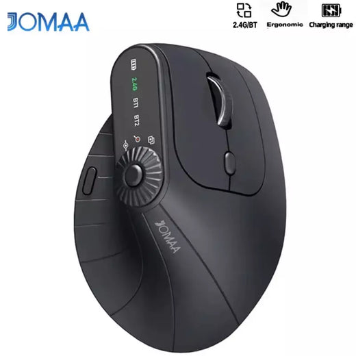 Mouse ergonômico vertical multidispositivo com ajuste de função Kno recarregável 2.4G Bluetooth Mouse sem fio para PC Tablet