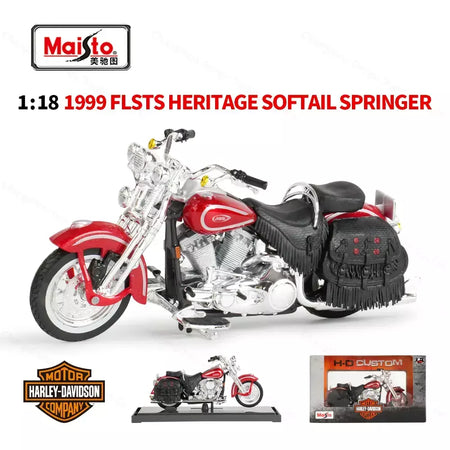 Maisto 1:18 Harley-Davidson 1999 FLSTS Heritage Softall Springer Vermelho Die Cast Veículos Colecionáveis Hobbies Modelo de Motocicleta Brinquedos