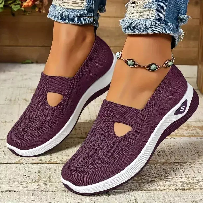Tênis feminino respirável sapatos casuais verão sola macia sapatos ortopédicos leve deslizamento em sapato de caminhada antiderrapante sapatos planos