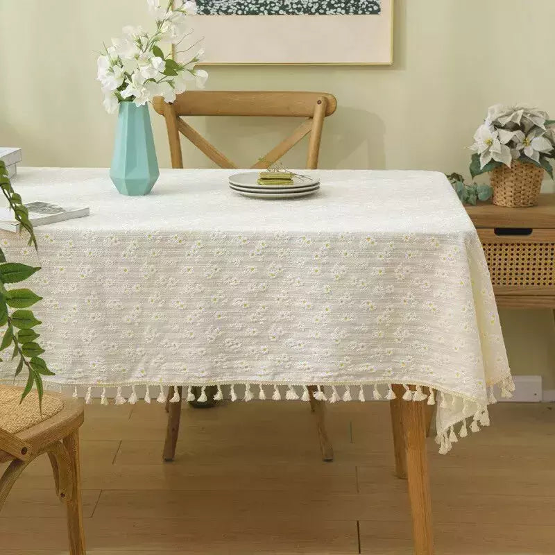 Pequena Margarida Padrão Toalha De Mesa De Mesa, Bordado, Festa De Casa, Retangular, Fluindo Design Floral, Mesa De Jantar Pano, Simples