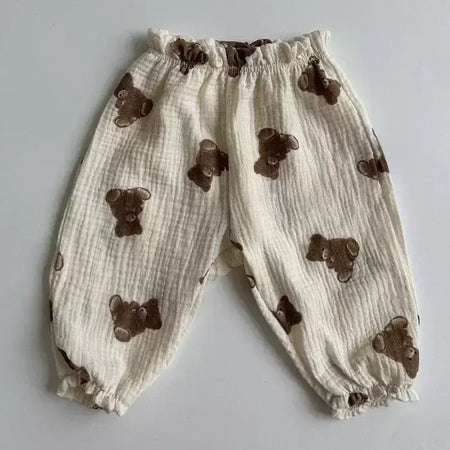 Calças de bebê de algodão orgânico recém-nascidos outono primavera verão inverno bonito impressão macia musselina roupas calças pantalons capris