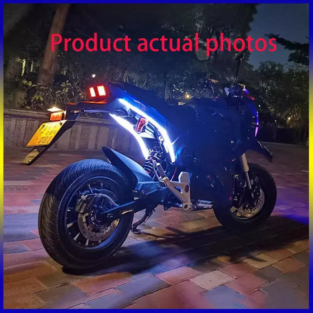 Pequeno macaco fluindo sinal de volta começar luz varredura elétrica motocicleta luz da cauda led modificação acessórios cor decorativa