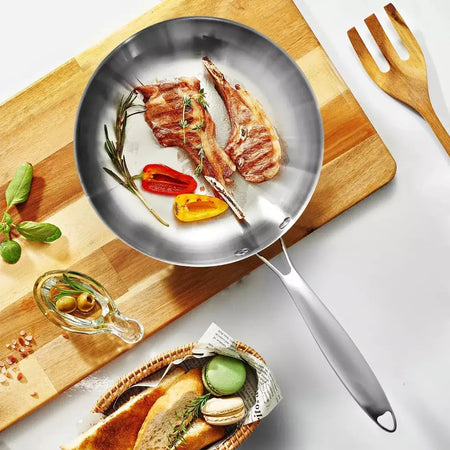 Frigideira antiaderente de aço inoxidável 304, panela de bife frito, sem revestimento, panelas de cozinha para fogão a gás e fogão de indução
