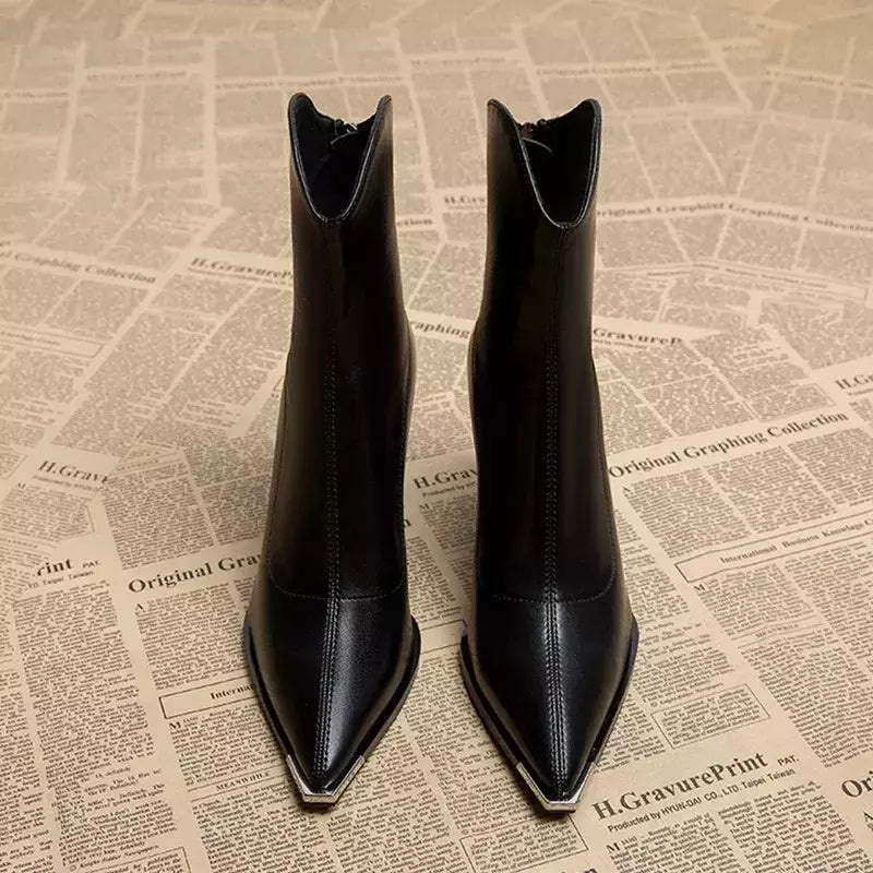 2024 inverno salto alto sexy mulheres sapatos de luxo chunky tornozelo chelsea botas moda novo dedo do pé apontado zíper goth bombas sapatos marca