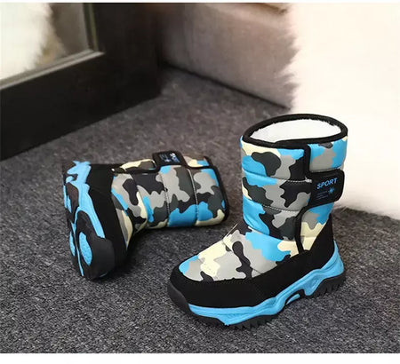 2023 inverno crianças sapatos de pelúcia tecido impermeável antiderrapante sapatos da menina sola de borracha botas de neve moda quente botas ao ar livre