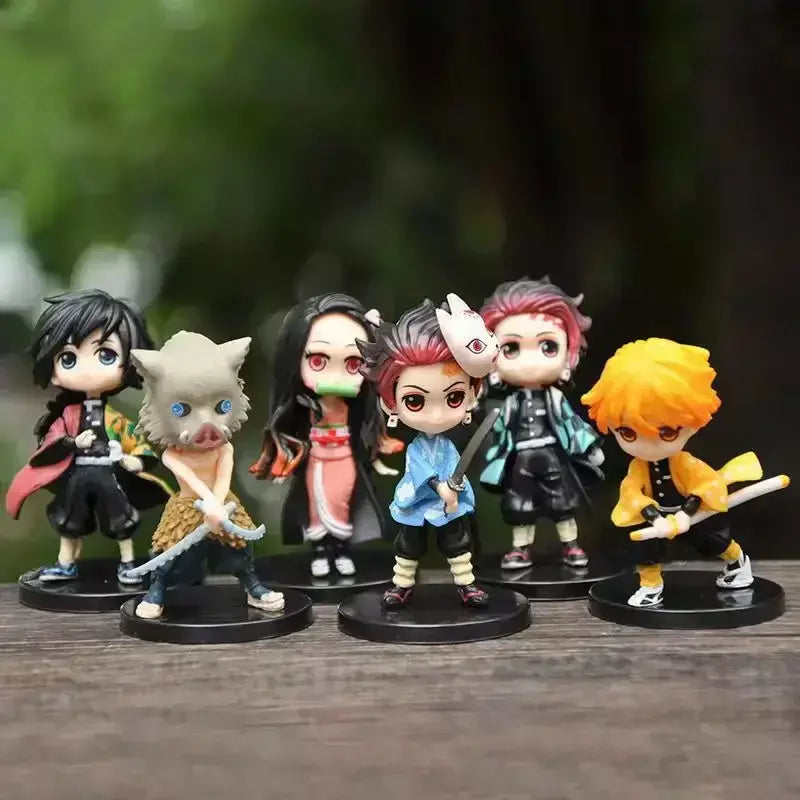 6 pçs/set 6cm Anime Demon Slayer Boneca Brinquedo Q Posket Kimetsu No Yaiba Kamado Tanjirou Kamado Nezuko Agatsuma Figuras de Ação Presentes