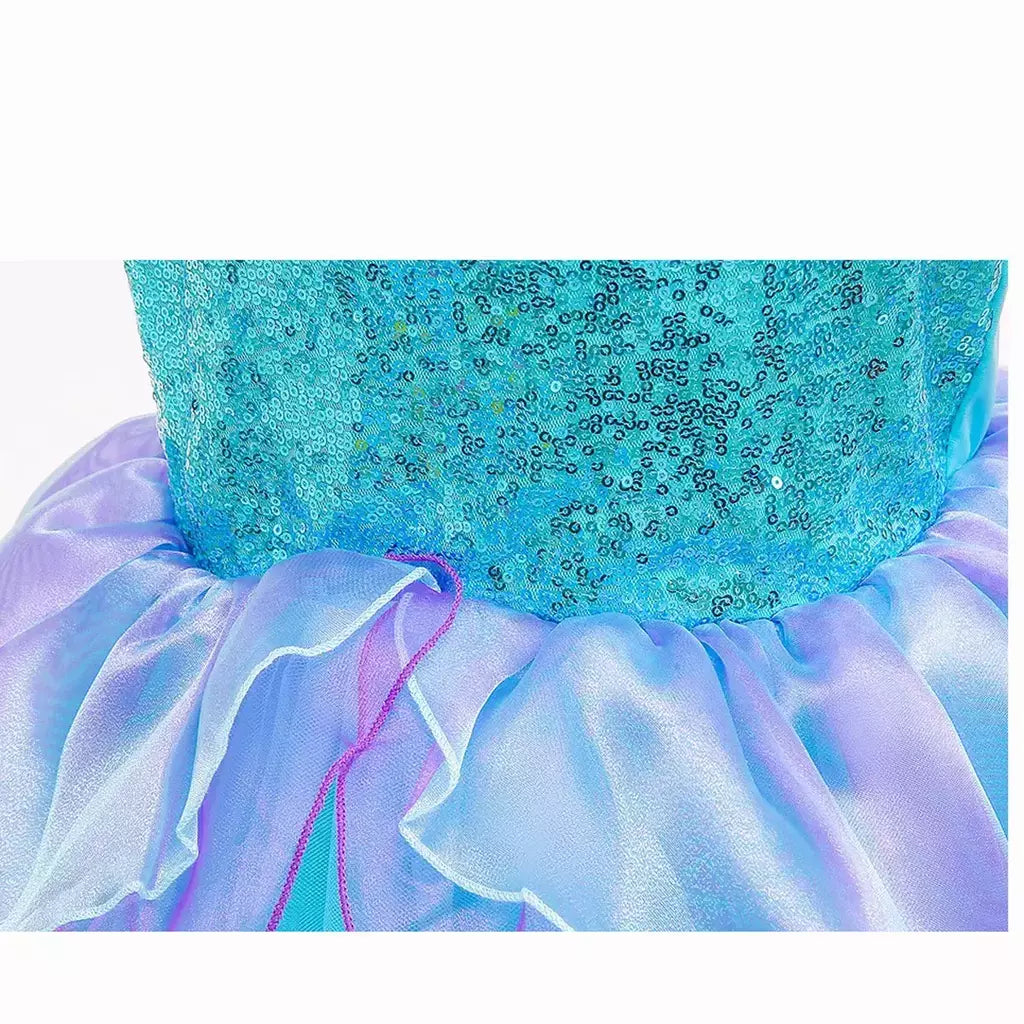 Menina sereia vestido para crianças festa de aniversário princesa cosplay traje ariel halloween fantasia roupas verão elegante vestido
