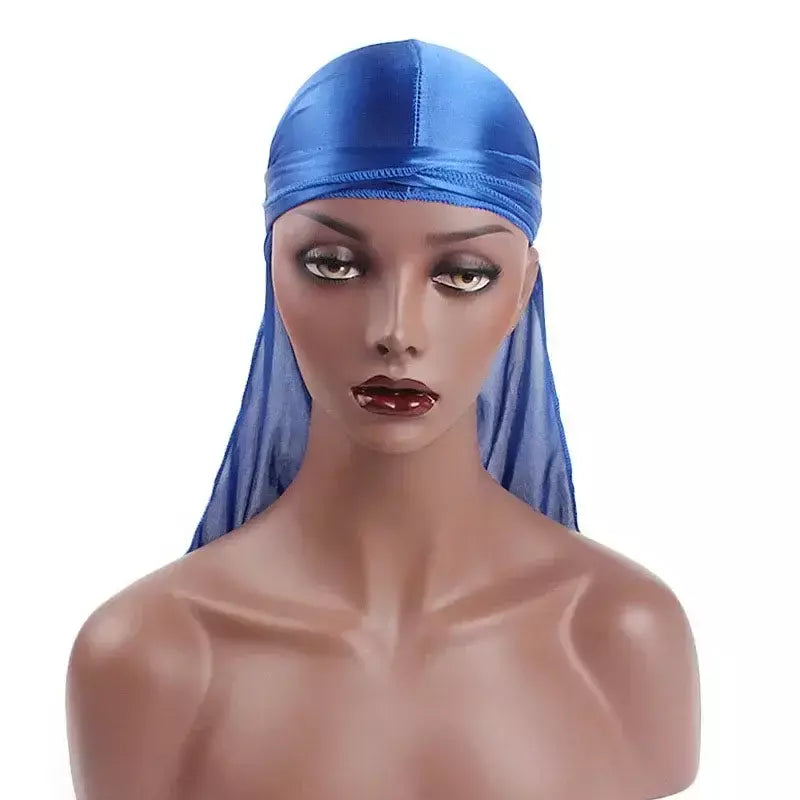 Elasticidade baotou boné faixas de cabelo simulação sedosa durag cauda longa chapéu pirata bandana turbante para crianças criança fita acessórios