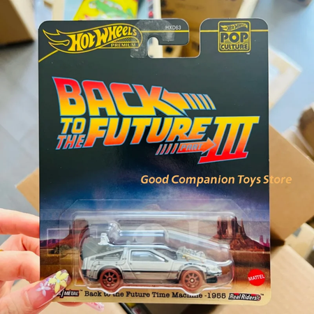 Original rodas quentes 2025 cultura pop Hxd63-L série lamborghini de volta para o futuro modelo de carro crianças brinquedos modelo carro coleção presente