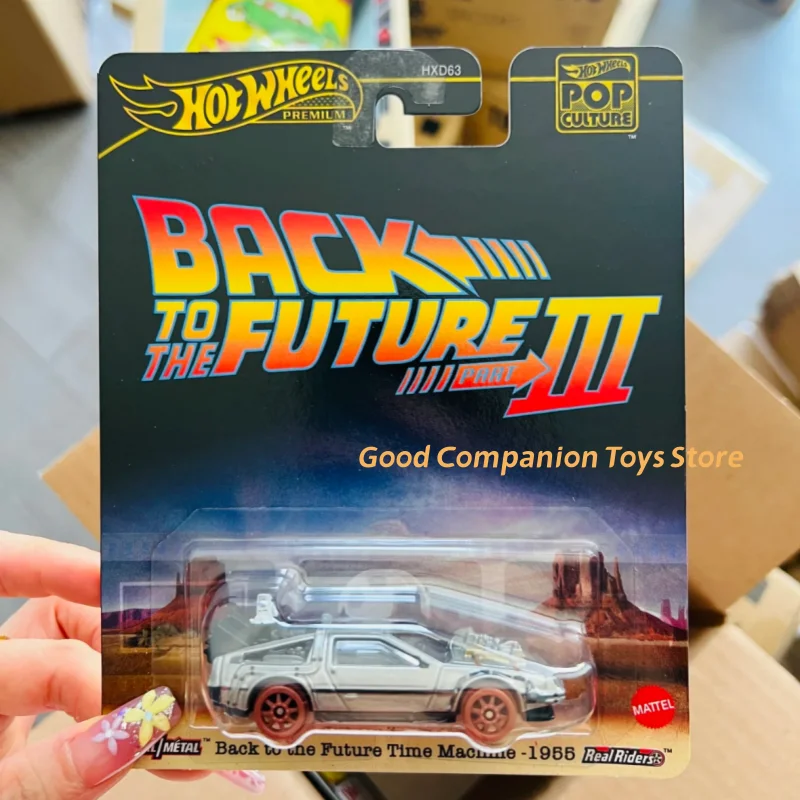 Original rodas quentes 2025 cultura pop Hxd63-L série lamborghini de volta para o futuro modelo de carro crianças brinquedos modelo carro coleção presente