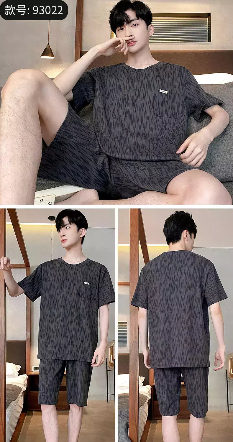 Verão Mens Plus Size Lounge Wear Moda Pijama De Algodão Manga Curta Pj Set Impresso Elegante Xadrez Homewear 3xl 4xl Pijamas
