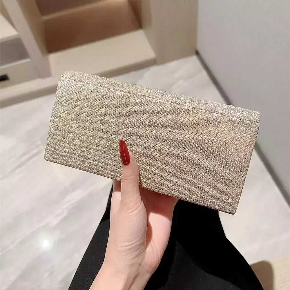 Bolsas de cetim luxuosas para mulheres, bolsa de embreagem banquete lantejoulas, ouro e prata, bolsa para festa de casamento, corrente elegante