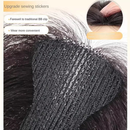 Nenhum clipes de cabelo humano franja francesa gancho e laço pasta mágica toppers para mulheres fácil de usar adesivos de costura remendos de cabelo extensão