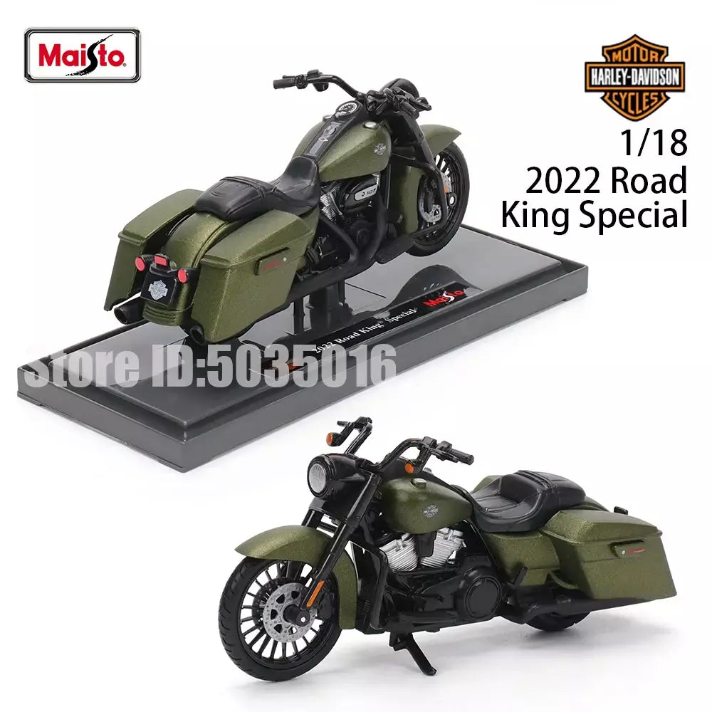 Maisto 1:18 Harley-Davidson Motocicleta 2022 Road King 2022 Fat Bob 114 Liga Modelo de Motocicleta Coleção de Carros de Brinquedo