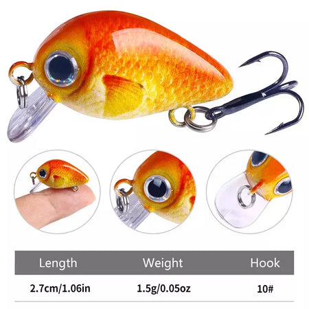 5 pçs/set mini kit crankbait 1.5g/3cm isca de pesca wobblers pequeno artificial flutuante isca dura equipamento de pesca com caixa pesca
