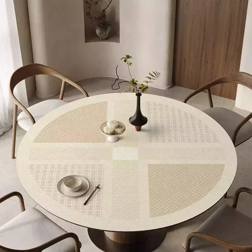 Toalha de mesa redonda impermeável do PVC, mesa de jantar à prova de óleo, estilo minimalista japonês, decoração do lar