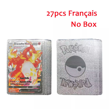 Novo 27-110 pçs cartas pokemon cartões francês inglês espanhol alemão folha de ouro silve cartões charizard vmax gx jogo coleção cartão
