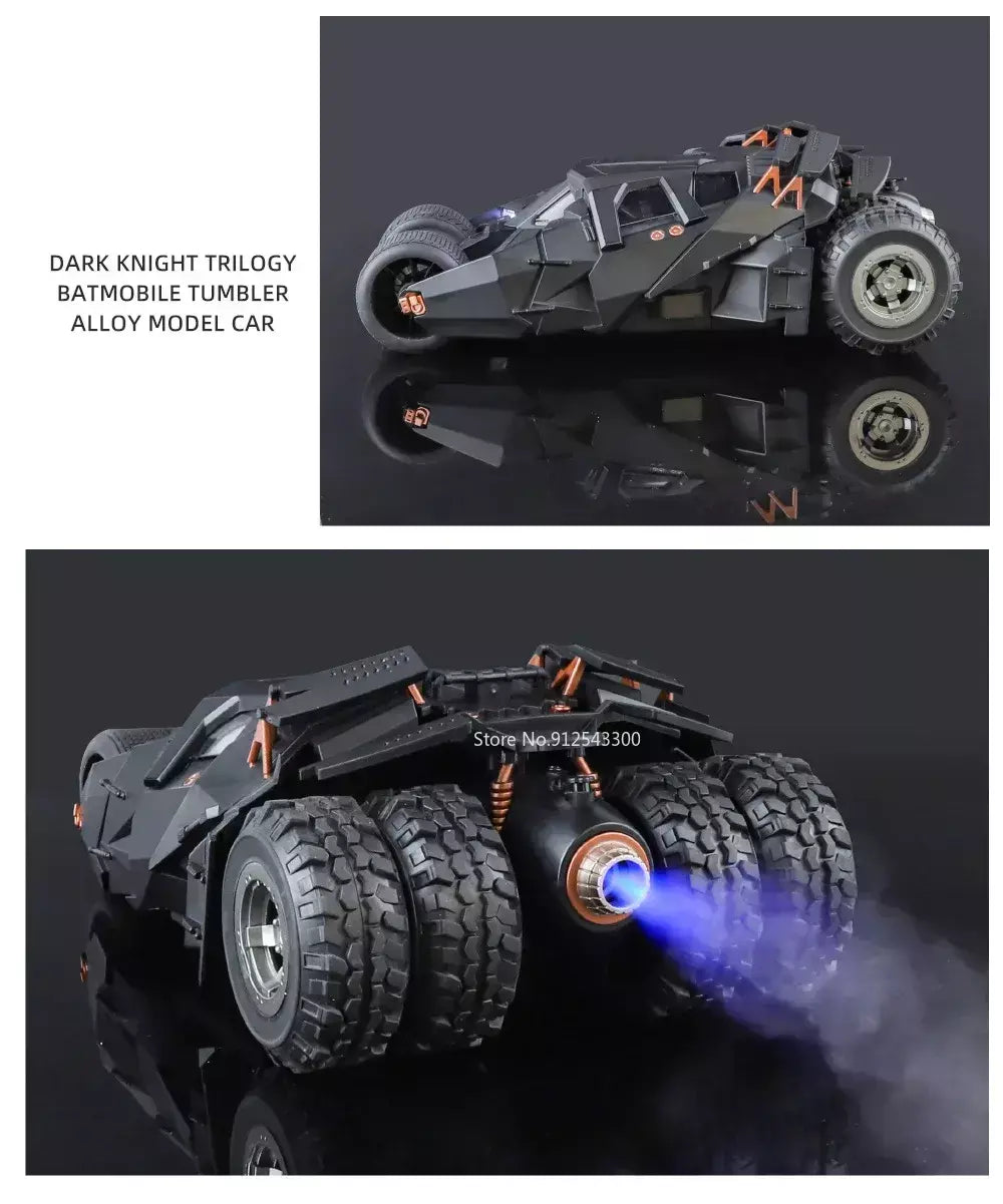 Grande escala 1:18 batmobile modelo de carro brinquedo o cavaleiro das trevas trilogia som luz deslizante spray liga veículos modelos ornamentos presentes