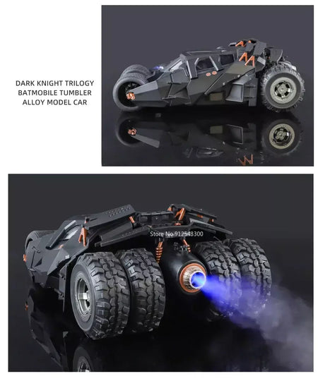 Grande escala 1:18 batmobile modelo de carro brinquedo o cavaleiro das trevas trilogia som luz deslizante spray liga veículos modelos ornamentos presentes