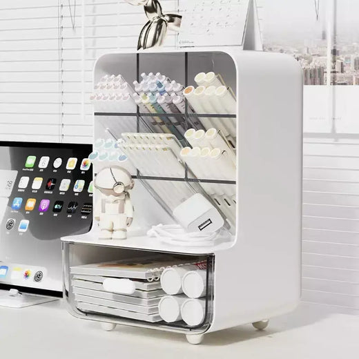 Suporte de caneta multicamadas, organizadores de grande capacidade, inserção inclinada, organizador de mesa, caixa de armazenamento, acessórios, material escolar de escritório