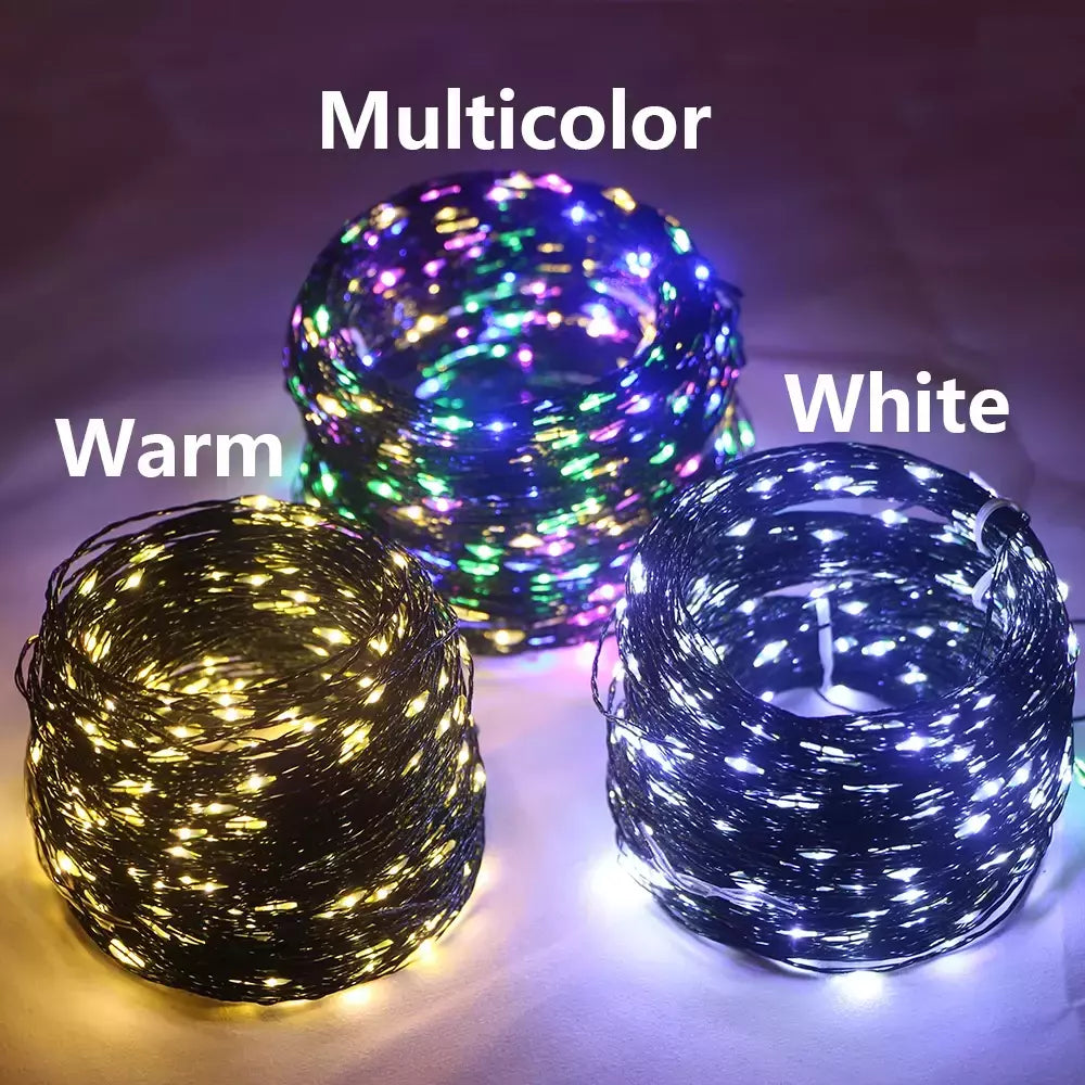 Impermeável Fairy String Lights com controle remoto, guirlanda de Natal, decoração ao ar livre, árvore, rua, casamento, festa, 1pc, 500 LED, 1000LED