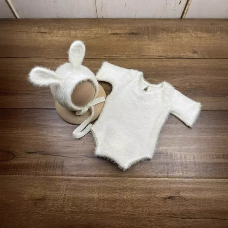 Adereços para fotografia de recém-nascidos, roupa de malha, boneca de coelho, óculos para cosplay de bebê, acessórios para sessão de fotos