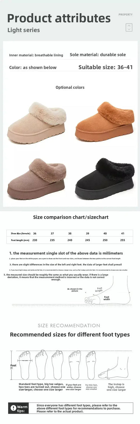 Botas de neve de fundo grosso feminino outono inverno novo estilo casual quente velo forrado pão sapato de algodão transfronteiriço