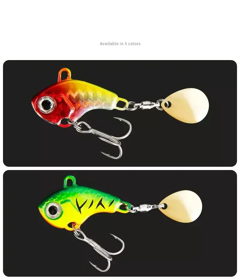Isca de pesca 5g-20g oscilação rotativa metal vib vibração isca girador colher gabarito mar iscas artificiais duras lantejoulas enfrentar