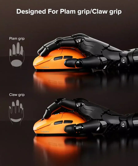 Kysona uranus pro mouse para jogos sem fio mouse ergonômico paw3395 54g 8khz taxa de pesquisa 26000dpi para mão direita grande pc gamer
