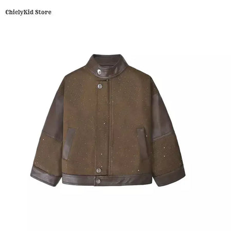 Crianças moda brilhante zíperes jaqueta de couro da motocicleta meninos casaco do plutônio meninas outerwear criança primavera outono roupas trajes festa