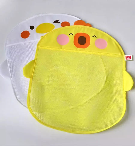 Qwz novo pato dos desenhos animados do bebê saco de malha do banheiro otário design para brinquedos de banho crianças formas animais pano areia brinquedos armazenamento net saco