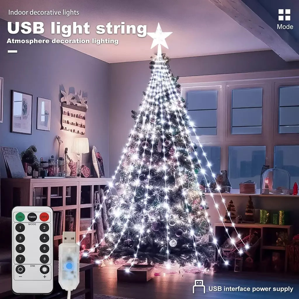 Led ao ar livre decorações da árvore de natal luzes usb 2/3m à prova dwaterproof água luzes da corda de fadas 8 modos quintal interior iluminação festa casamento